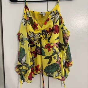 GUESS Floral Yellow Top